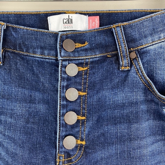 Cabi Womens Button Fly Destructed Straight Jeans Size 8 Distressed Denim - Picture 8 of 15